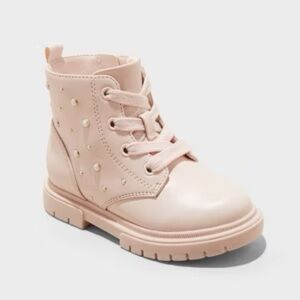 Cat & Jack Girls' Blush Amaya Lace-Up Combat Boots